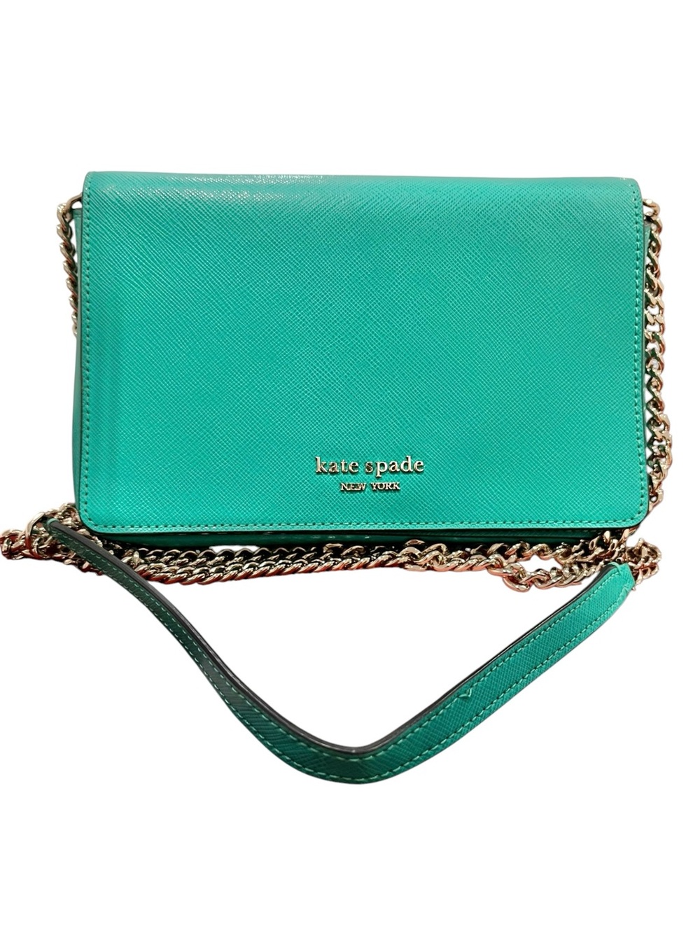 Kate Spade Spencer Chain Wallet Crossbody/Matching Card Holder Fiji Green NWT - Picture 3 of 15